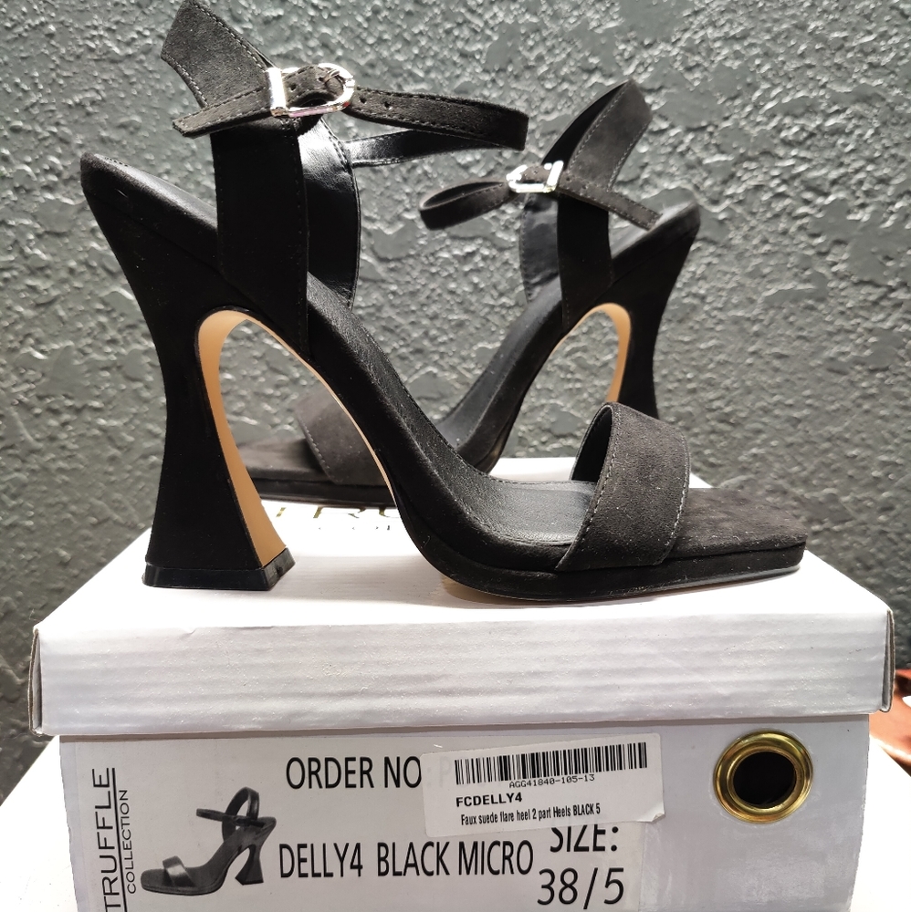 Nastygal Women's Black Suede Heels size 7